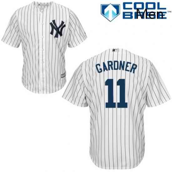 Mens Majestic New York Yankees 11 Brett Gardner Replica White Home MLB Jersey